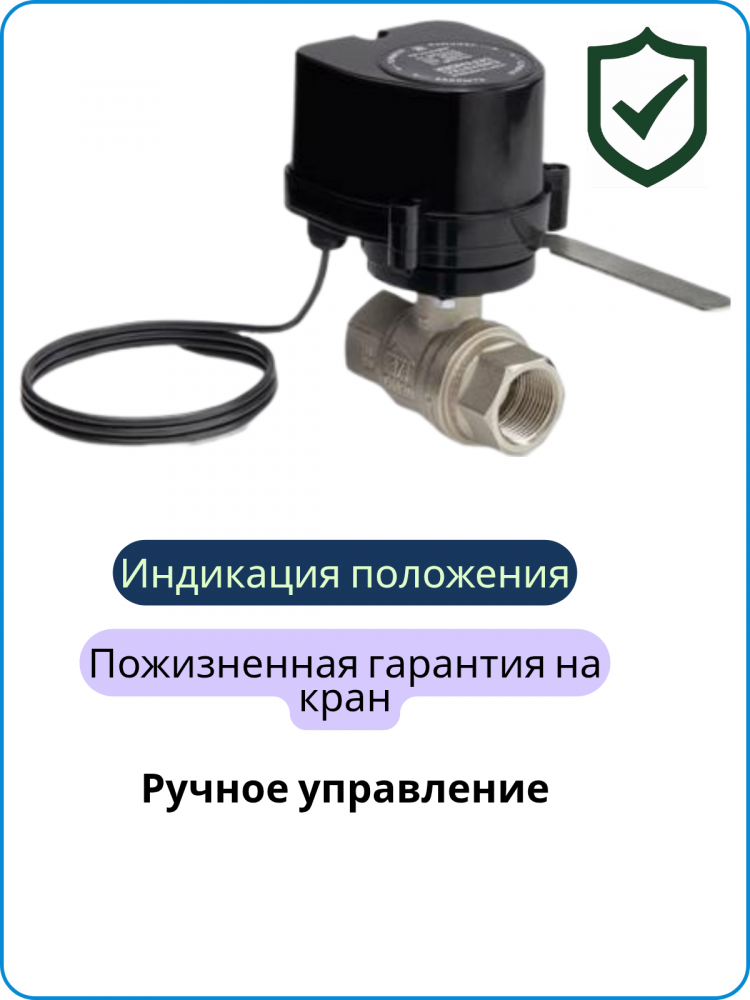 Шаровой кран Bonomi (RuB) 1" (ДУ25) с электроприводом Дефендер ЭнСисТек 12В
