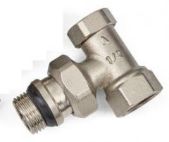 Никелированный угловой радиаторный кран  1/2 "