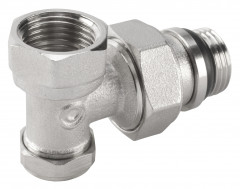 Никелированный угловой радиаторный кран  1/2 "
